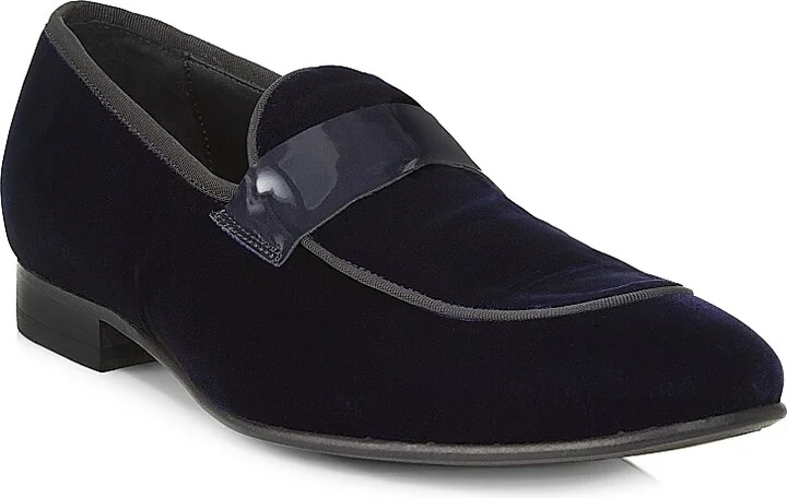 Men's COLLECTION Patent Velvet Loafers - Navy Blazer - Size 7 - Image 2