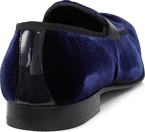 Men's COLLECTION Patent Velvet Loafers - Navy Blazer - Size 7 - Image 3