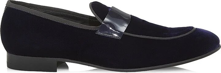 Men's COLLECTION Patent Velvet Loafers - Navy Blazer - Size 7