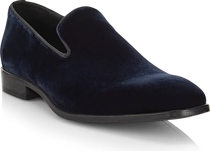 Men's COLLECTION Velvet Loafers - Navy - Size 7 - Image 2