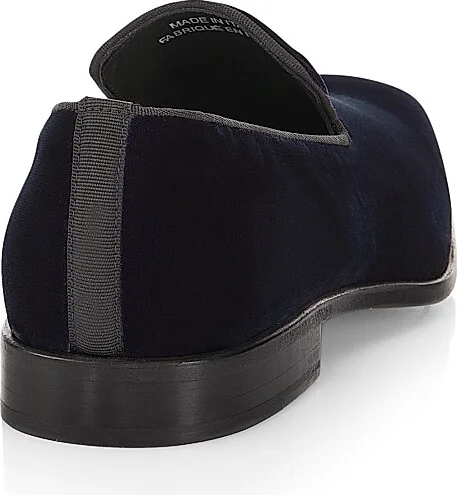 Men's COLLECTION Velvet Loafers - Navy - Size 7 - Image 3