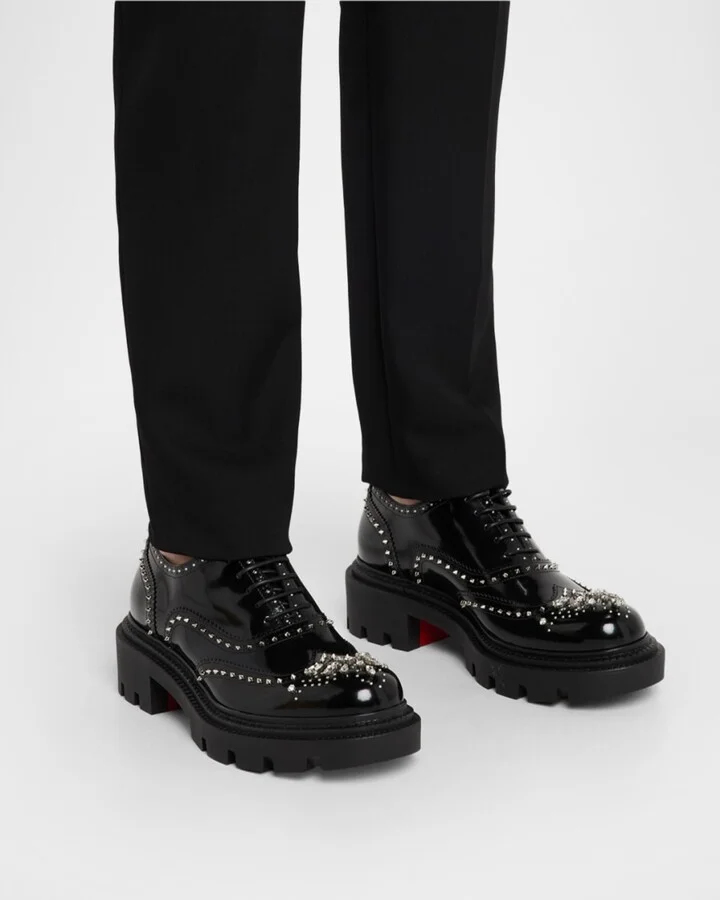 Men's College Strass Embellished Leather Oxfords - Image 5