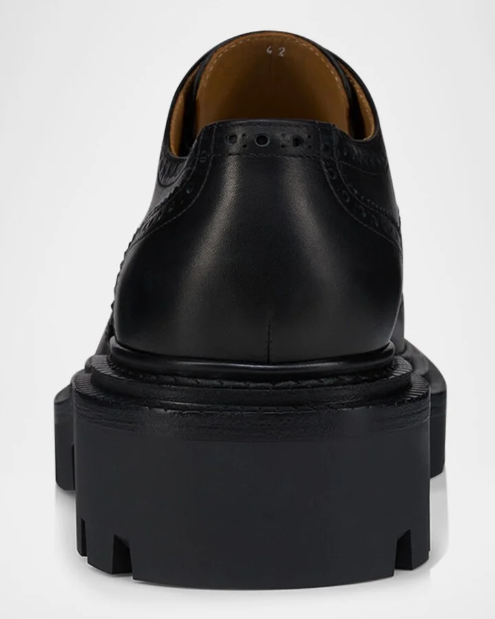 Men's College Wingtip Brogue Leather Derby Shoes - Image 2