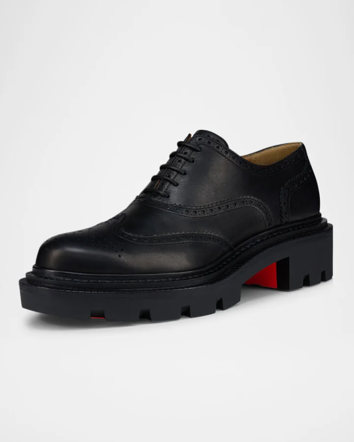 Men's College Wingtip Brogue Leather Derby Shoes - Image 3