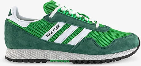 Mens Collegiate Green New York Suede and Mesh Low-Top Trainers 9