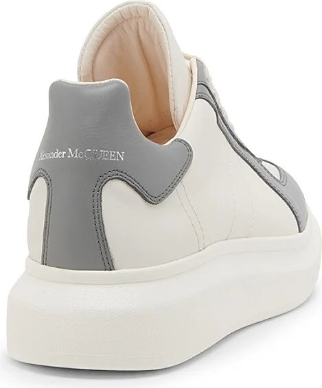 Men's Colorblocked Low-Top Leather Sneakers - Off White Grey - Size 7 - Image 4