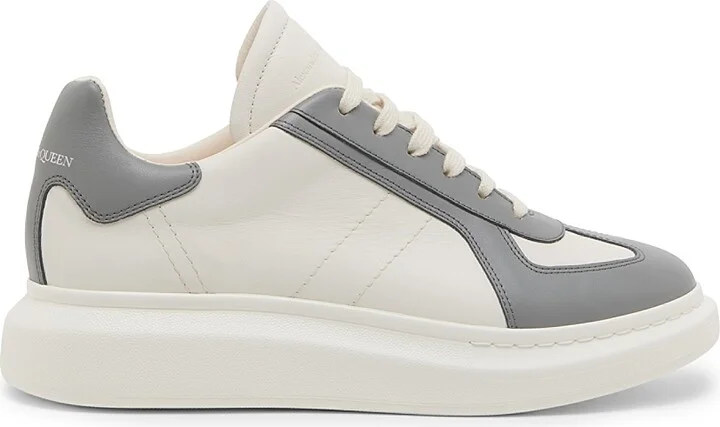 Men's Colorblocked Low-Top Leather Sneakers - Off White Grey - Size 7