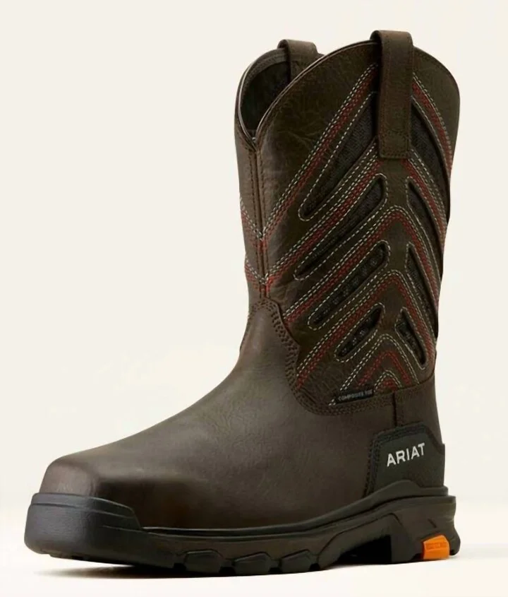 Men's Comp Toe Intrepid Venttek Work Boots - Ee Width In Iron Coffee