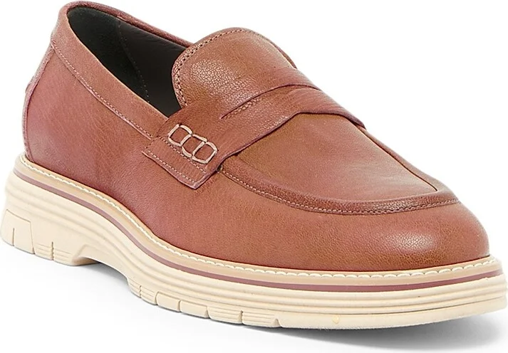 Men's Contrast Sole Leather Loafers - Hide - Size 6 - Image 2
