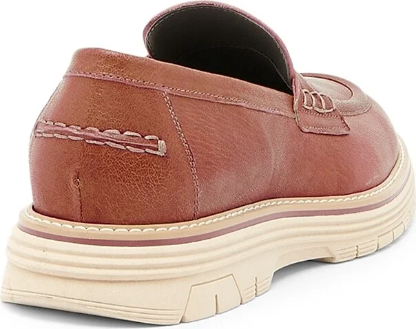 Men's Contrast Sole Leather Loafers - Hide - Size 6 - Image 3