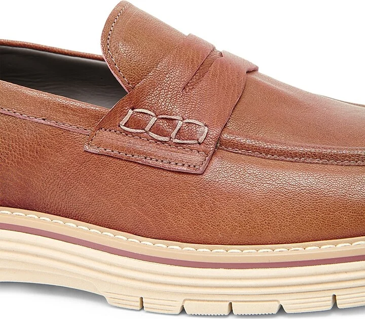 Men's Contrast Sole Leather Loafers - Hide - Size 6 - Image 5