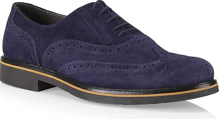 Men's Coringto Suede Wingtip Lace-Up Derbys - Blue - Size 6 - Image 2