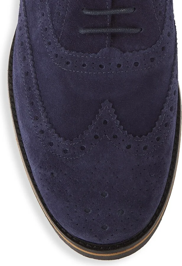 Men's Coringto Suede Wingtip Lace-Up Derbys - Blue - Size 6 - Image 4
