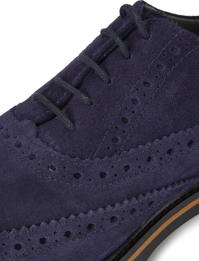 Men's Coringto Suede Wingtip Lace-Up Derbys - Blue - Size 6 - Image 6