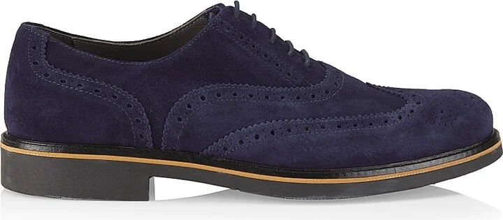 Men's Coringto Suede Wingtip Lace-Up Derbys - Blue - Size 6