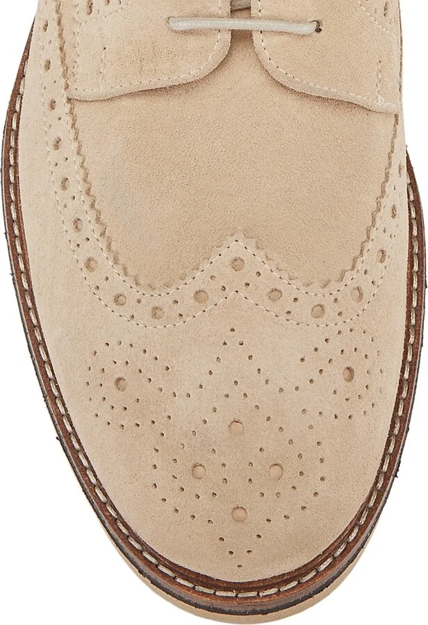 Men's Corinto Suede Wingtip Lace-Up Derbys - Beige - Size 9 - Image 4
