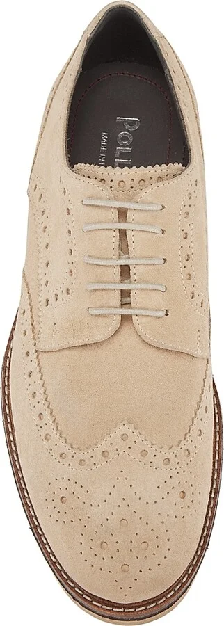 Men's Corinto Suede Wingtip Lace-Up Derbys - Beige - Size 9 - Image 5
