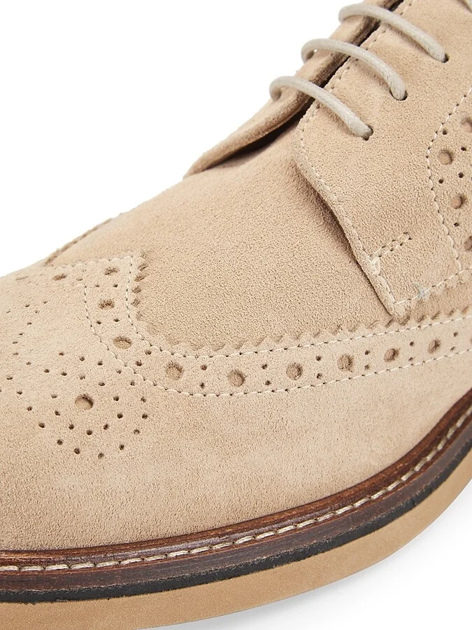 Men's Corinto Suede Wingtip Lace-Up Derbys - Beige - Size 9 - Image 6