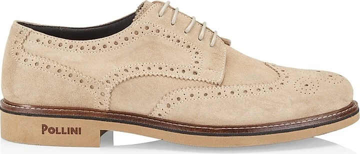 Men's Corinto Suede Wingtip Lace-Up Derbys - Beige - Size 9