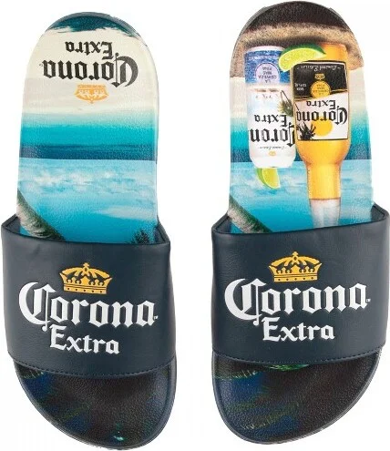 Mens Corona Extra Logo Beach Scene Slide Sandals - XLarge ()