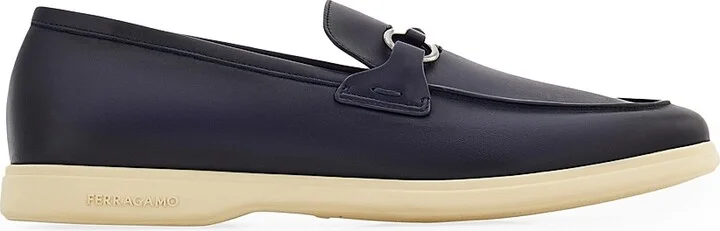 Men's Cosimo Leather Loafers - Midnight Naturale Biscotto - Size 7