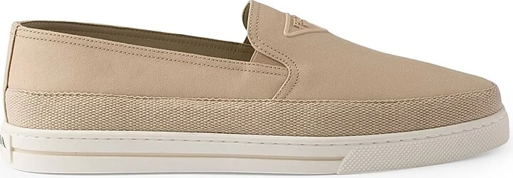 Men's Cotton Canvas Slip-Ons - Beige Khaki - Size 9