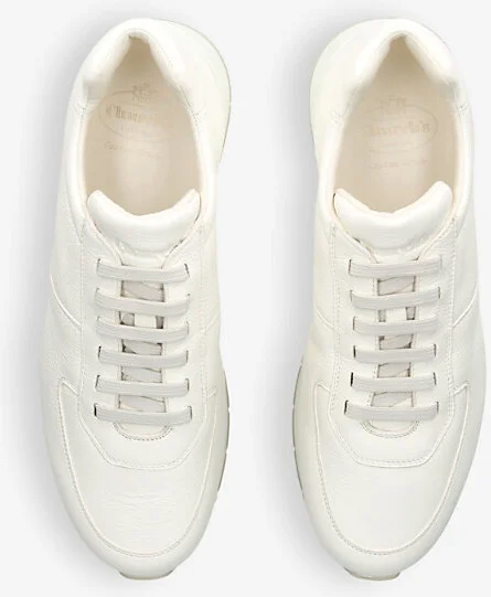 Mens Cream Livingston Logo-Embossed Leather Low-Top Trainers Eur 42 / 8 Uk Men - Image 2