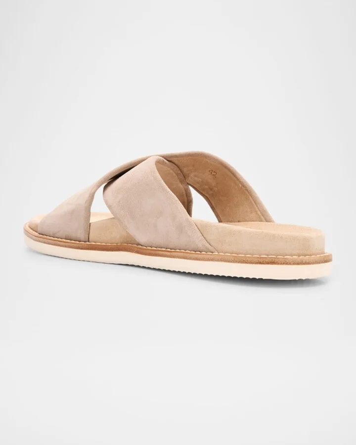 Men's Criss-Cross Suede Slide Sandals - Image 2