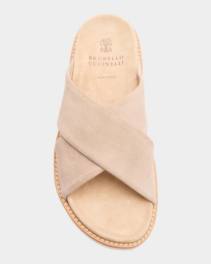 Men's Criss-Cross Suede Slide Sandals - Image 3