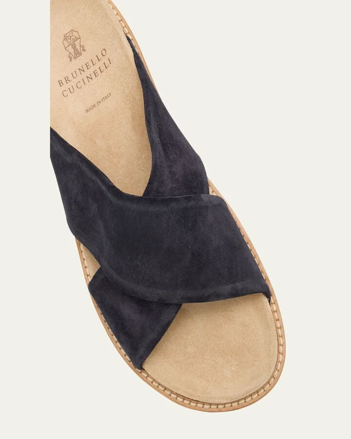 Men's Criss-Cross Suede Slide Sandals - Image 2