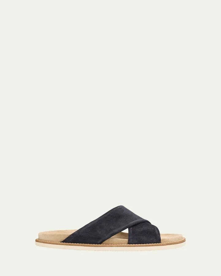 Men's Criss-Cross Suede Slide Sandals