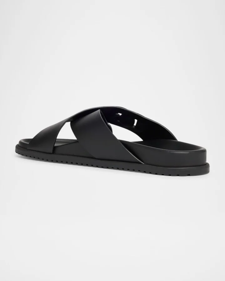 Men's Crisscross Leather Logo Slide Sandals - Image 2
