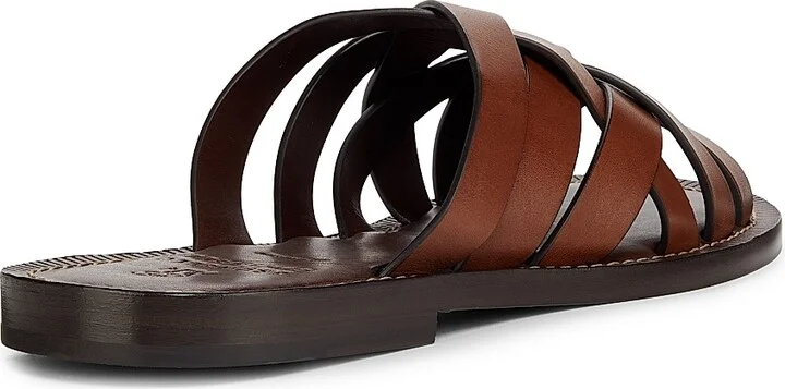 Men's Crisscross Leather Sandals - Medium Brown - Size 9 - Image 3