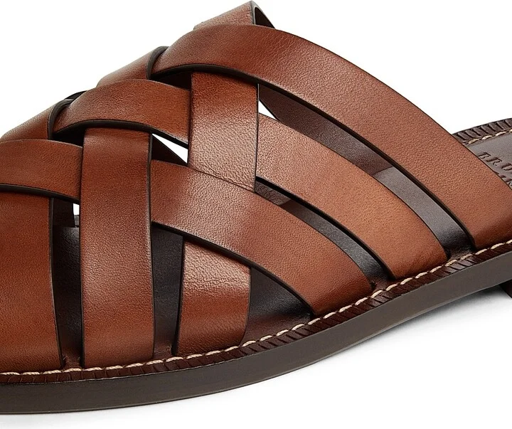 Men's Crisscross Leather Sandals - Medium Brown - Size 9 - Image 5