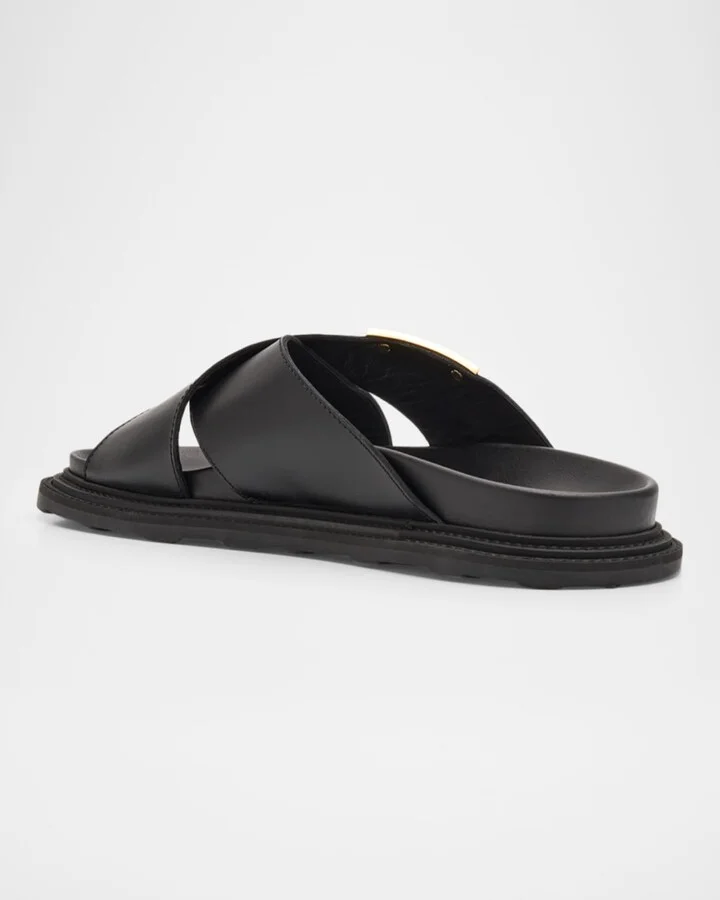 Men's Crisscross Leather Slide Sandals - Image 2