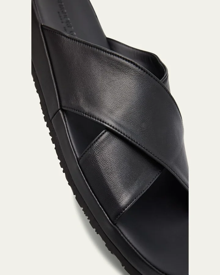 Men's Crisscross Napa Leather Slide Sandals - Image 3