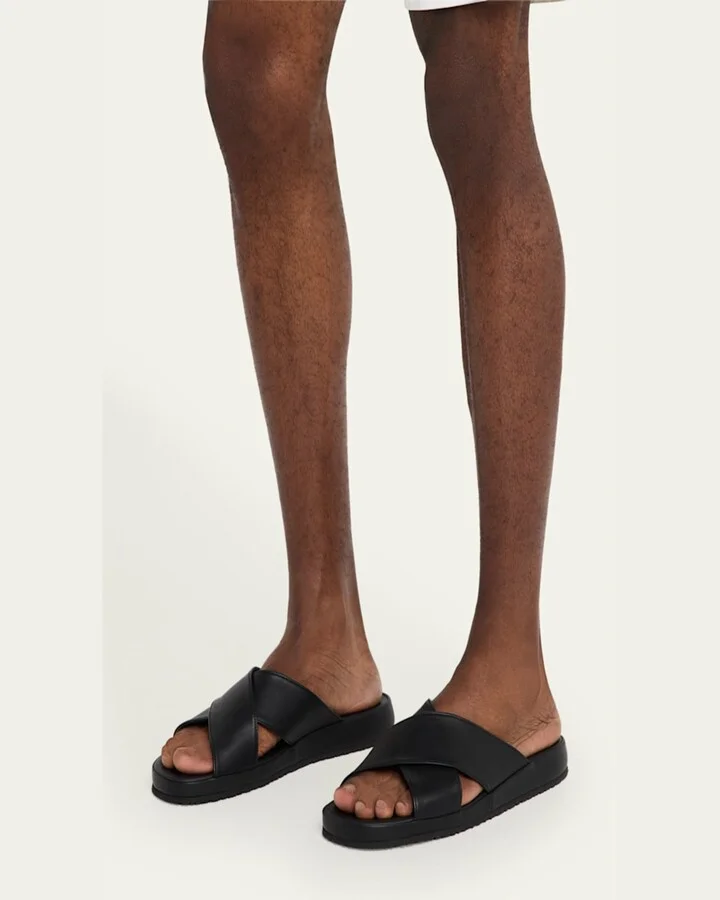 Men's Crisscross Napa Leather Slide Sandals - Image 10