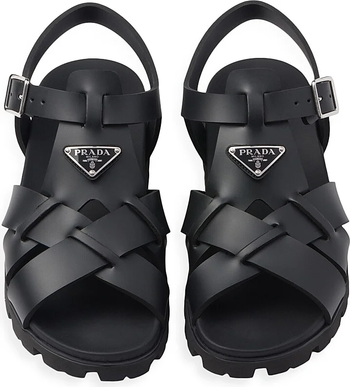 Men's Crisscross Rubber Sandals - Black - Size 9 - Image 2