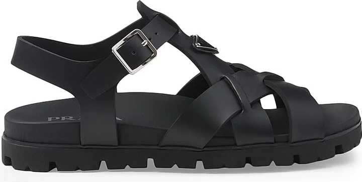 Men's Crisscross Rubber Sandals - Black - Size 9
