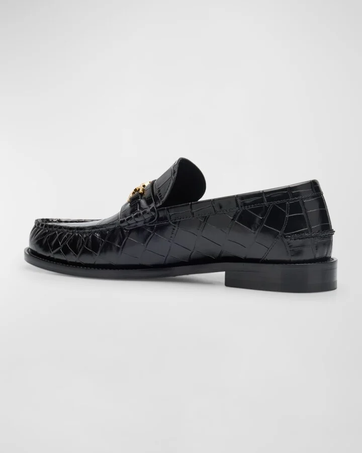 Men's Croc-Effect Medusa Coin Bit Loafers - Image 2