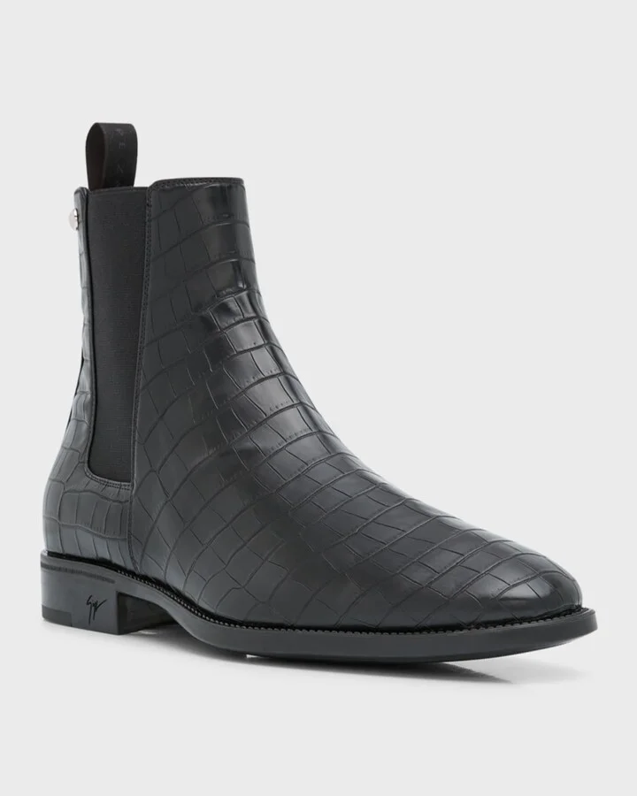 Men's Croc-Embossed Leather Chelsea Boots - Image 6