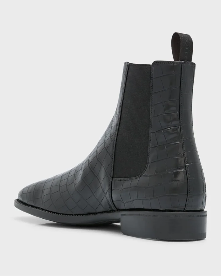 Men's Croc-Embossed Leather Chelsea Boots - Image 7