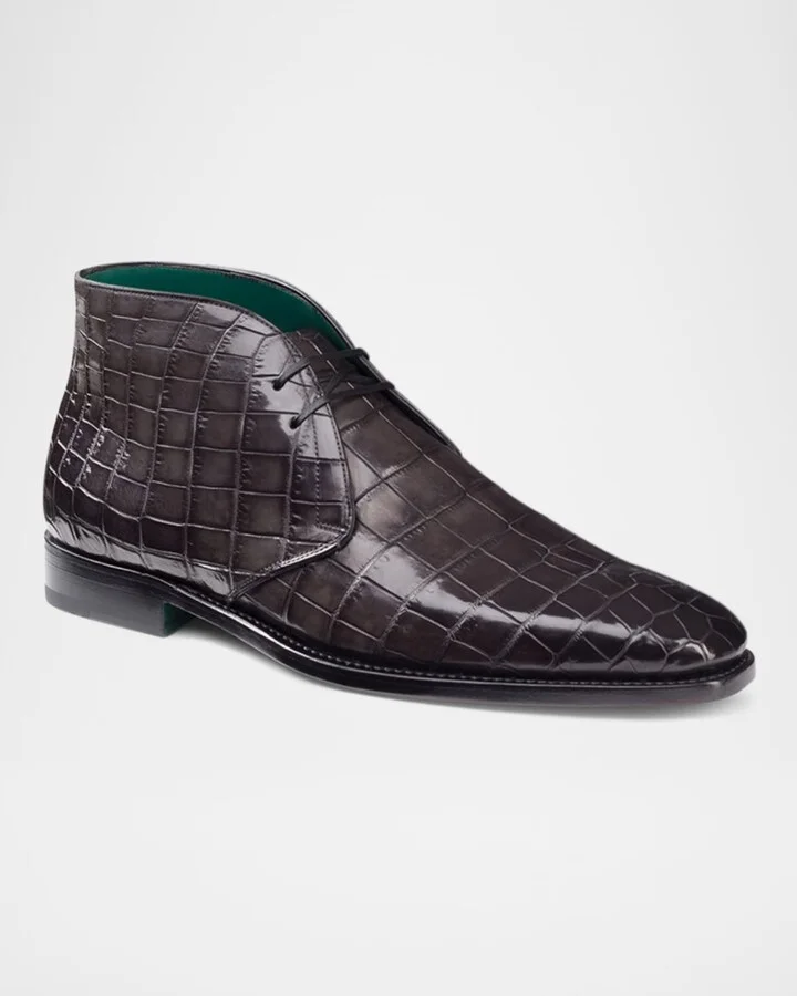 Men's Crocodile Leather Chukka Boots - Image 4