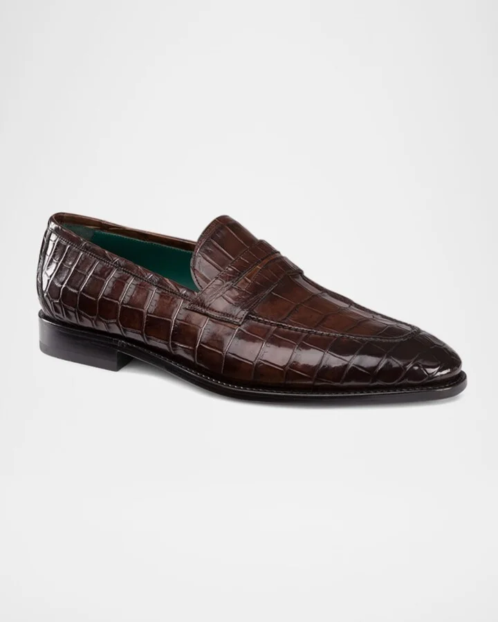 Men's Crocodile Leather Loafers - Image 3