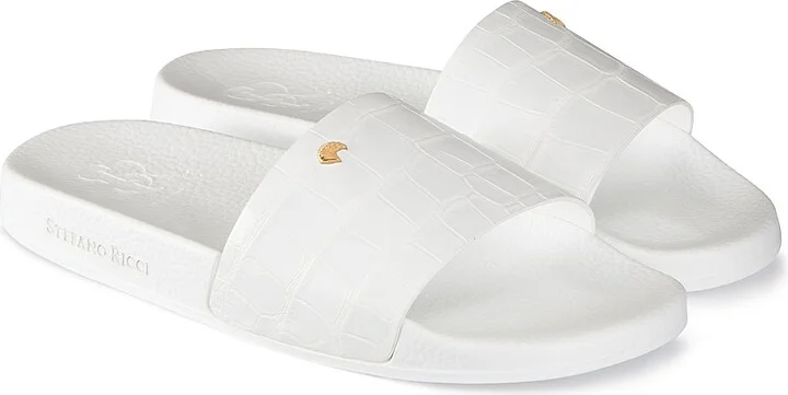 Men's Crocodile Leather Slides - Blue - Size 7 - Image 10
