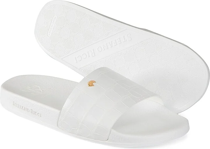 Men's Crocodile Leather Slides - Blue - Size 7 - Image 11