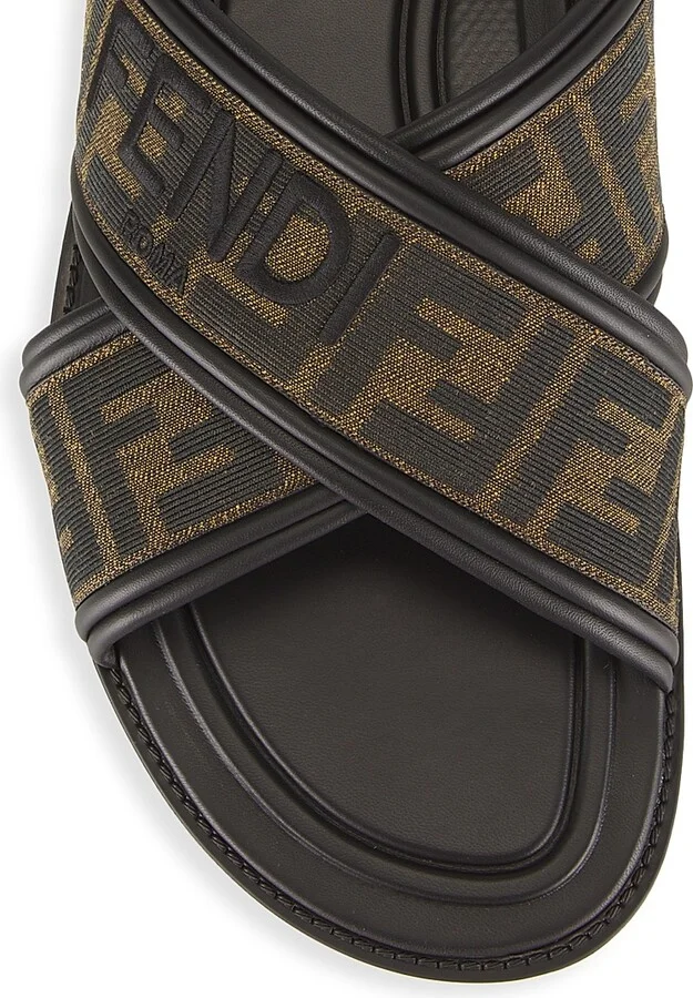 Men's Cross-Strap FF Logo Sandals - Tabacco Nero - Size 11 - Image 4