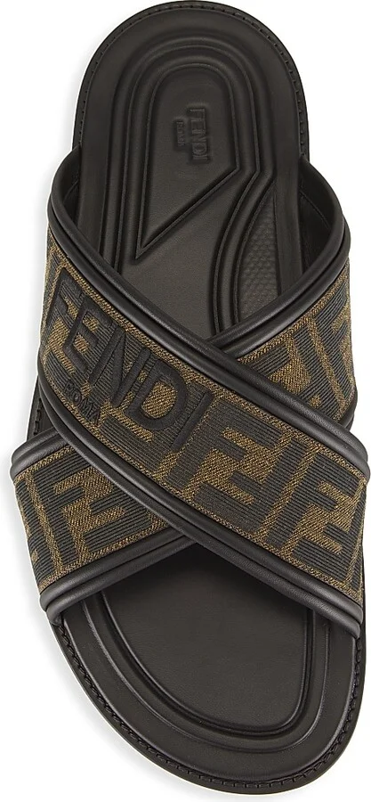 Men's Cross-Strap FF Logo Sandals - Tabacco Nero - Size 11 - Image 5