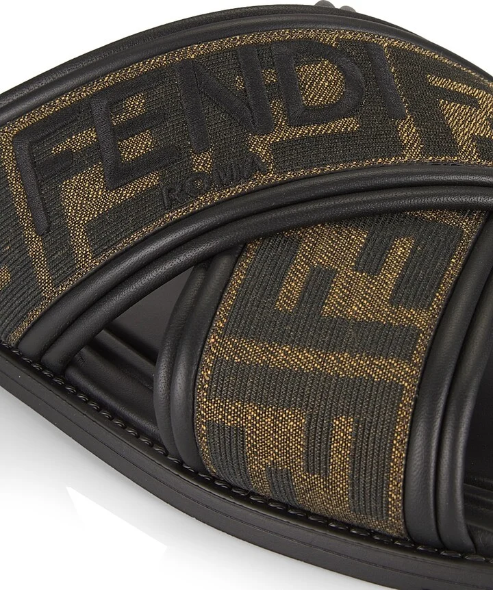 Men's Cross-Strap FF Logo Sandals - Tabacco Nero - Size 11 - Image 6