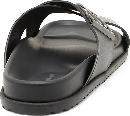 Men's Crossed Strap Leather Sandals - Nero - Size 8 - Image 3
